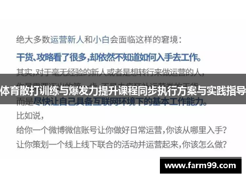体育散打训练与爆发力提升课程同步执行方案与实践指导